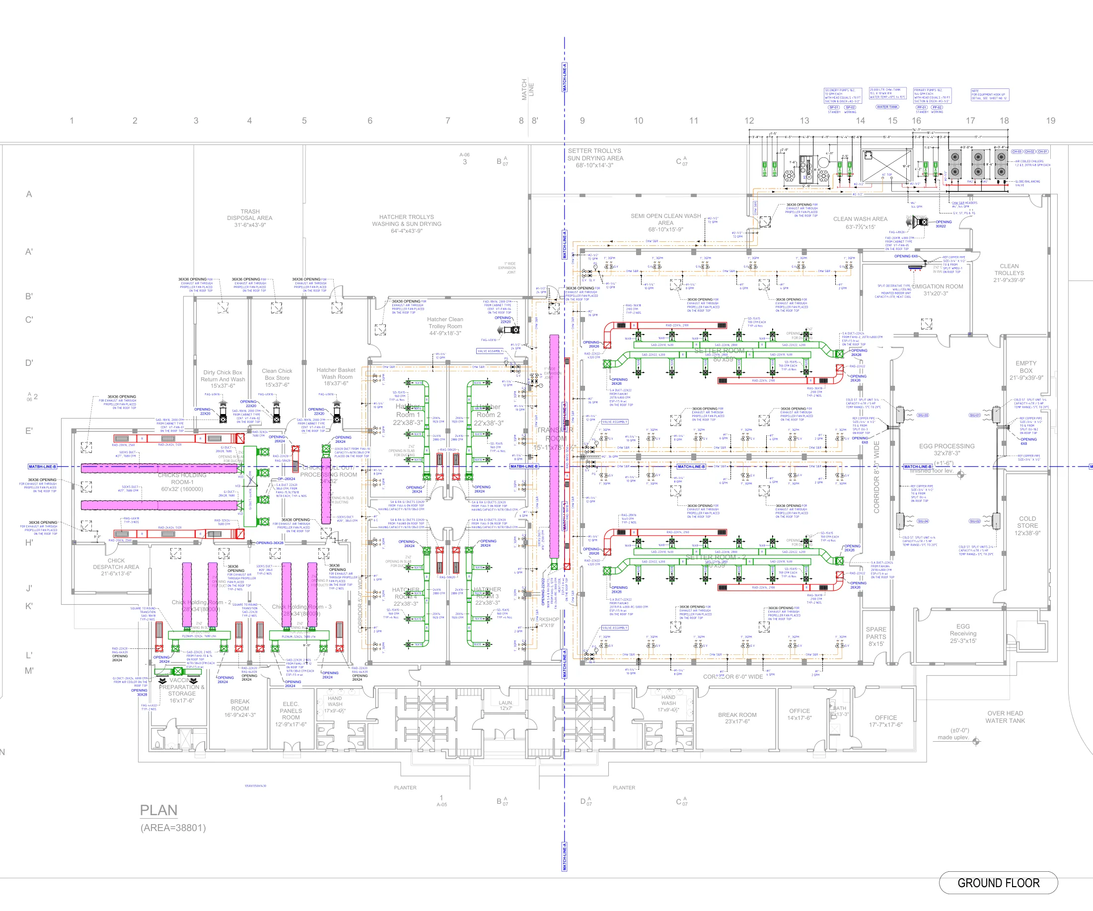 HVAC Layout Drawing For A Poultry Hatchery, Designed By Comfort