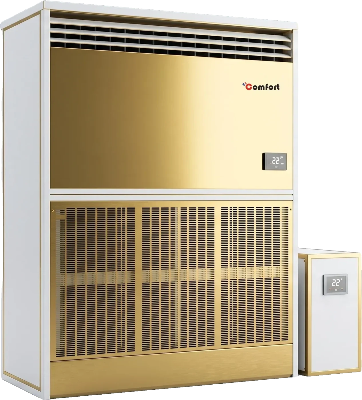Comfort CSF floor standing split air conditioner with gold stainless front